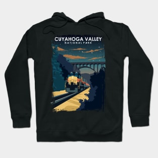 Cuyahoga Valley National Park Vintage Minimal Travel Poster at Night Hoodie